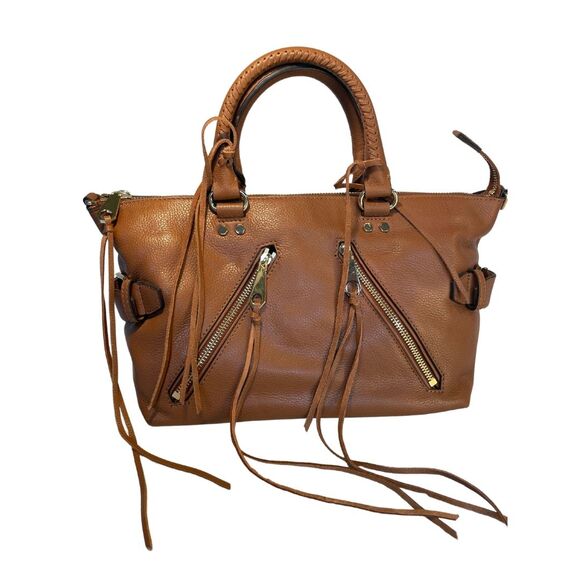 B4 REBECCA MINKOFF NWT Moto Tote Satchel Genuine Leather Almond - Picture 2 of 8